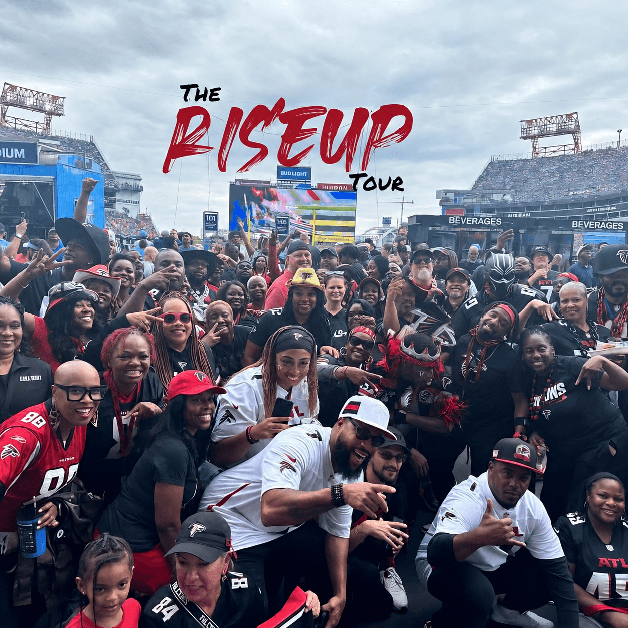 The RISEUP Tour Fan Club members together at the stadium
